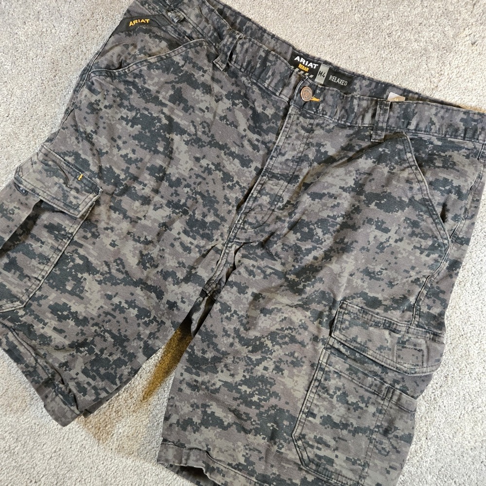 Ariat Rebar M4 Relaxed Men's Size 40 Work Shorts Black Digital Camo
